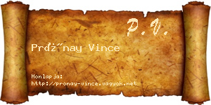 Prónay Vince névjegykártya
